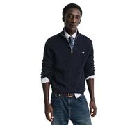 GANT Cotton Cable Half Zip, Blu - Evening Blue, M