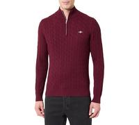 GANT Cotton Cable Half Zip, Bordeaux Melange, M