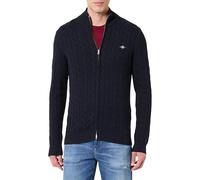 GANT Cotton Cable Zipped Cardigan Maglione, Blu-Evening Blue, L Uomo