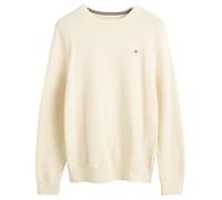 GANT Cotton Micro Textured C-Neck Maglione, Crema, M Uomo