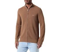 GANT Cotton Pique Zip Cardigan, Nocciola Melange, S