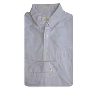 Gant Diamante G Uomo Cotone Blu Lino Quadri Camicia Aderente 303802 Taglia M Nwt