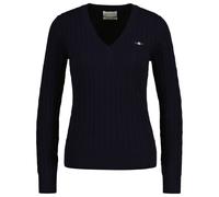 GANT Donna Cable-Strickpullover - Elasticizzato Cotone Cavo Scollo A V,