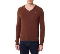 GANT Extrafine Lambswool V-Neck Pullover, Marrone Mogano, M Uomo