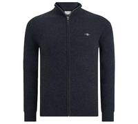 GANT Extrafine Lambswool Zip Cardigan Maglione, Miscela di Carbone Scuro, M Uomo