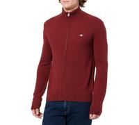 GANT Extrafine Lambswool Zip Cardigan, Rosso Prugna, XXL