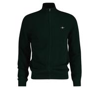 GANT Extrafine Lambswool Zip Cardigan, Tartan Verde, L