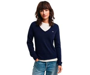GANT Extrafine lana di agnello con scollo a V, Blu - Evening Blue, M