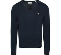 GANT Extrafine Lana di Agnello con Scollo a V Maglione, Dark Navy Melange, M Uomo
