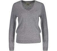 GANT Extrafine Lana di Agnello con Scollo a V Maglione, Grigio, S Donna