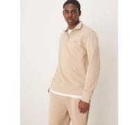 GANT - Felpa beige con zip corta e logo a scudo in coordinato-Neutro 62