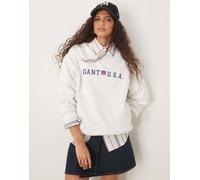 GANT - Felpa bianca con logo "USA" con scudo-Bianco S