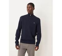 GANT - Felpa blu navy testurizzata in cotone con zip corta 46