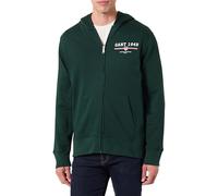 GANT Felpa con Cappuccio Graphic Full Zip, Tartan Verde, S