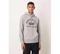 GANT - Felpa con cappuccio grigia con logo stile college-Grigio 50