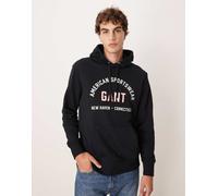 GANT - Felpa con cappuccio nera con logo stile college-Nero 58