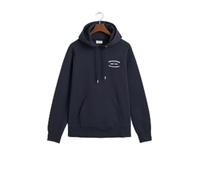 GANT Felpa con Cappuccio Small Graphic, Blu-Evening Blue, M Uomo