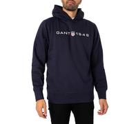 GANT Felpa con Cappuccio Stampato, Blu - Evening Blue, XXL