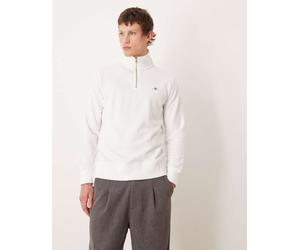 GANT - Felpa con zip corta bianca-Bianco 58