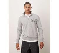 GANT - Felpa grigia con zip corta e logo stile college-Grigio 62