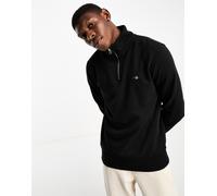 GANT - Felpa nera con zip corta e logo a scudo-Nero 64