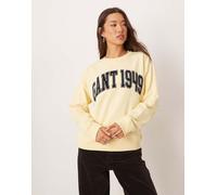 Gant - Felpa stile college giallo vaniglia con grafica XXL