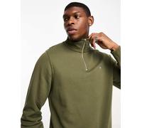 GANT - Felpa verde scuro con zip corta e logo a scudo 52