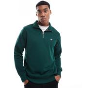 GANT - Felpa verde scuro con zip corta e logo a scudo 62