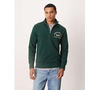GANT - Felpa verde scuro con zip corta e logo stile college 58