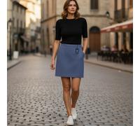 GANT Gonna Donna EU36 Blu A Righe Zipper Foderata Con Tasche Logo Mini