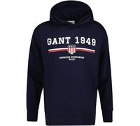 GANT Uomo Felpa con cappuccio grafico, Blu