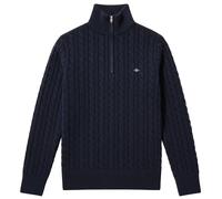 GANT Cotton Cable Half Zip, Blu - Evening Blue, M