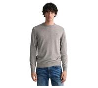 GANT Lana di Agnello Superfine con Scollo a C Pullover, Grigio, XXL Uomo