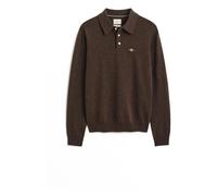 Gant - Maglia Girocollo in Lambswool Superfine - - Knitwear - Uomo - Marrone - L