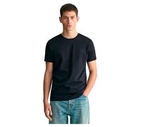 GANT Maglietta a Maniche Corte con Logo a Contrasto, Nero, XL Uomo