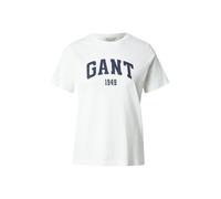 GANT - T-shirt aderente bianco guscio d'uovo con logo stile college sul petto L