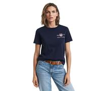 GANT Reg Archive Shield SS-Maglietta T-Shirt, Blu-Evening Blue, L Donna