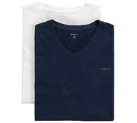 GANT Maglietta da Uomo con Scollo a V, Confezione da 2, Colore Blu Navy/Bianco, Navy/White, Einheitsgröße