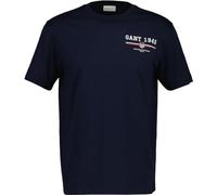 GANT - T-shirt color blu navy con logo piccolo 56