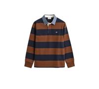 GANT Maglietta da Uomo Reg Chambray Stripe Heavy Rugger (Confezione da 1), Marrone Mogano, L