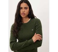 GANT maglione a trecce in cotone elasticizzato verde muschio XS