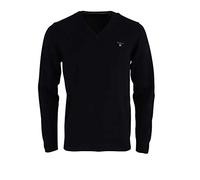 Gant Maglione Classico da Uomo in Cotone con Scollo a V, Nero, S