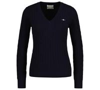 GANT Maglione da Donna Elasticizzato in Cotone, con Scollo a V, Blu Evening, Blu - Evening Blue, XS