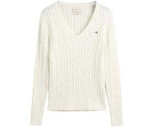 GANT Maglione da Donna Elasticizzato in Cotone, con Scollo a V, Standard, Eggshell, XS
