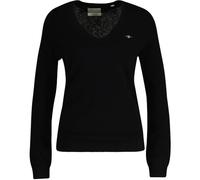 GANT Maglione da Donna Extrafine in Lana di Agnello con Scollo a V, Nero, M