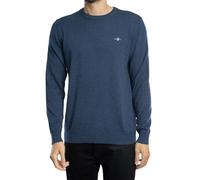 GANT Maglione da Uomo Classico in Cotone a C, Blu Jeans Scuro Melange 1, XL