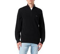 Gant Maglioni da Uomo in Cotone Pique Mezza Zip, Nero, Standard, Nero, S