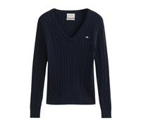 Gant - Maglione Girocollo in Cotone Elasticizzato a Treccia - - Knitwear - Donna - Blu - L