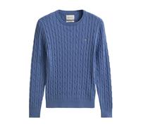 Gant - Maglione Girocollo in Cotone Elasticizzato a Treccia - - Knitwear - Donna - Blu - L