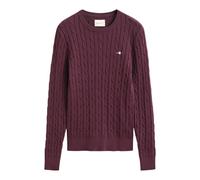 Gant - Maglione Girocollo in Cotone Elasticizzato a Treccia - - Knitwear - Donna - Rosso - L